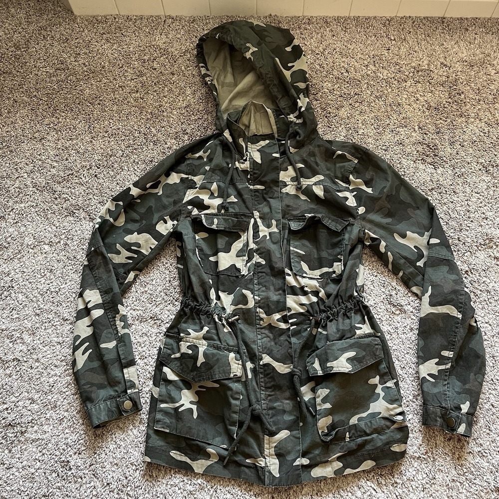 Camo Jacket Women's Small Green Camouflage Full Zip Hood